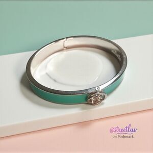 🥳 3/$26 Stella & Dot Lindsay Enamel Bangle Teal & Silver